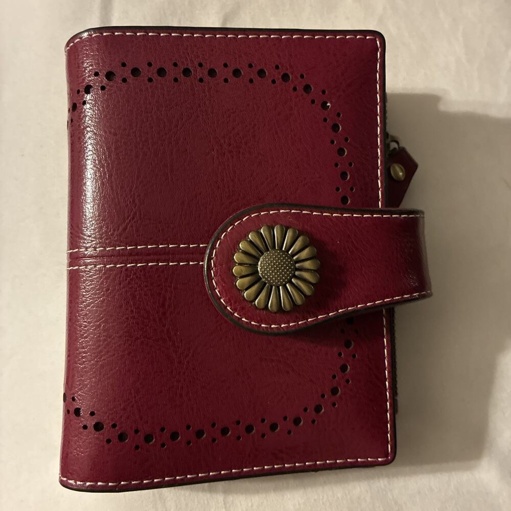 SENDEFN Small Leather Wallet for Women – Burgundy / Wine Red